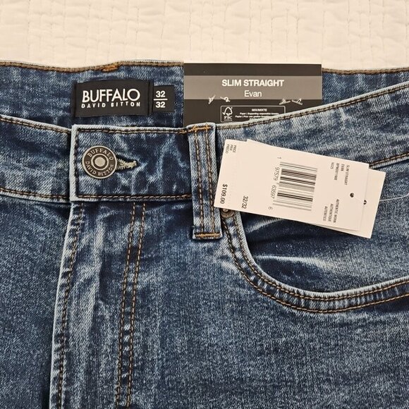 Buffalo David Bitton Evan Jeans Men's 32x32 NEW Medium Wash Straight Stretch NWT - Picture 4 of 16
